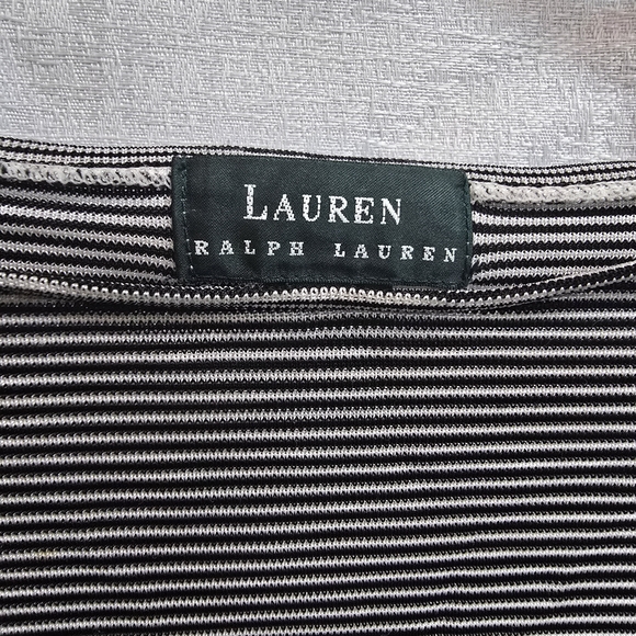 Lauren Ralph Lauren Black and White Striped Women's Crop Top - Picture 3 of 5